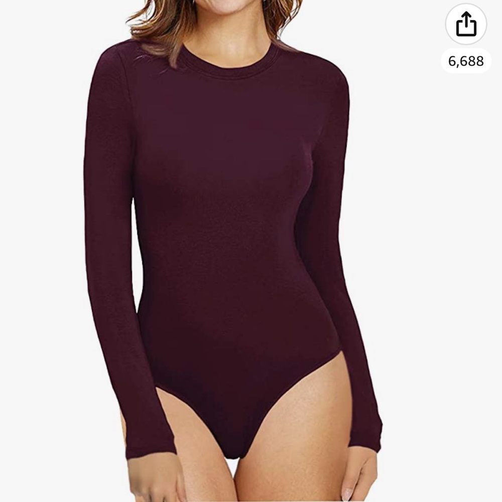 Mangopop Burgundy Long Sleve Bodysuit